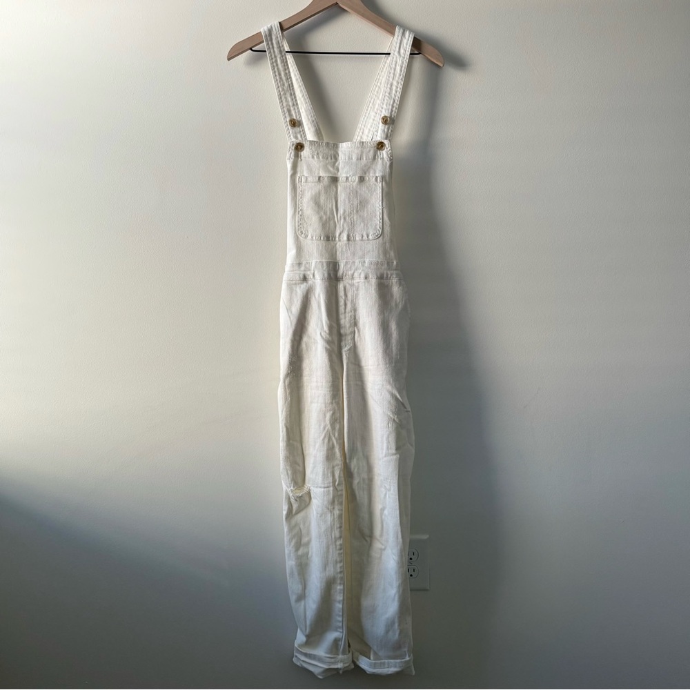 Anthropologie Pilcro White Denim Overalls